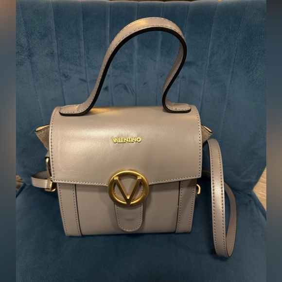 🤍 Valentino by Mario Valentino Gray Leather Crossbody / Top Handle Bag